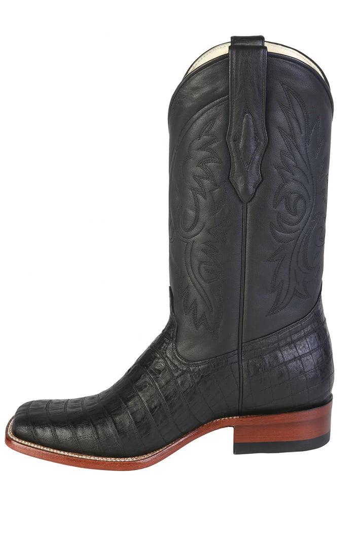 Los Altos Boots Men’s Black Caiman Belly Wide Square Toe Boots