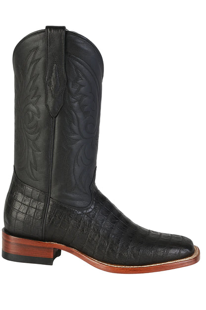 Los Altos Boots Men’s Black Caiman Belly Wide Square Toe Boots