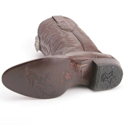 Los Altos Brown Snip Toe Boots Genuine Teju Lizard Skin 3   - from alligatorwarehouse.com