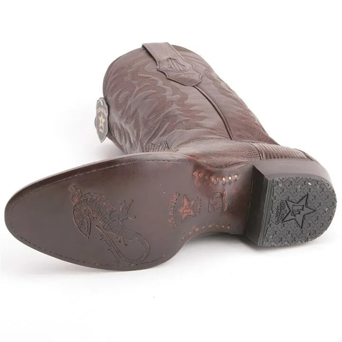 Los Altos Brown Snip Toe Boots Genuine Teju Lizard Skin