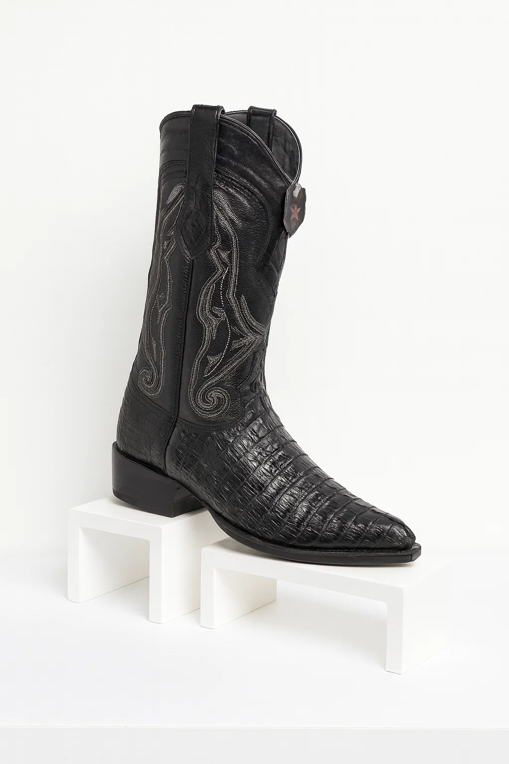 Los Altos Caiman Tail Pointed Toe Boots – Black