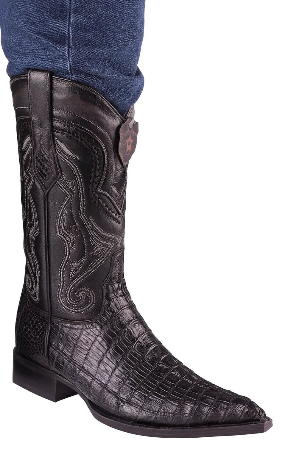 Los Altos Caiman Tail Pointed Toe Boots – Black