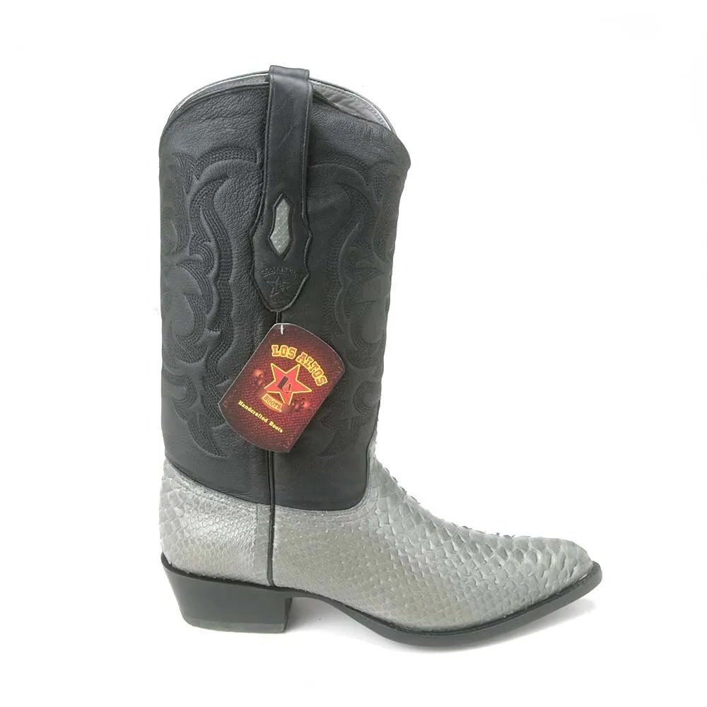 J Toe Cowboy Boots - J Toe Western Boots - Los Altos Grey J-Toe Genuine Python