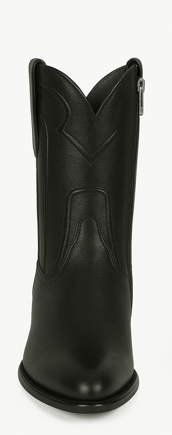 Los Altos Men's Belmont Finish Black Leather Zipper Roper Heel Toe Boot