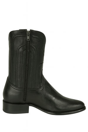 Los Altos Men's Belmont Finish Black Leather Zipper Roper Heel Toe Boot