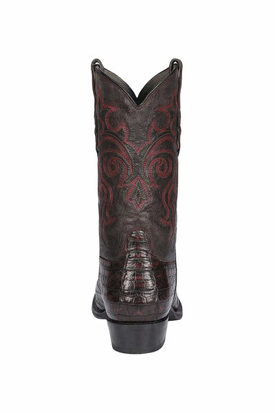 Los Altos Men's Black Cherry Genuine Caiman Tail Boots