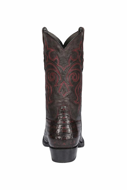 Los Altos Men's Black Cherry Genuine Caiman Tail Boots