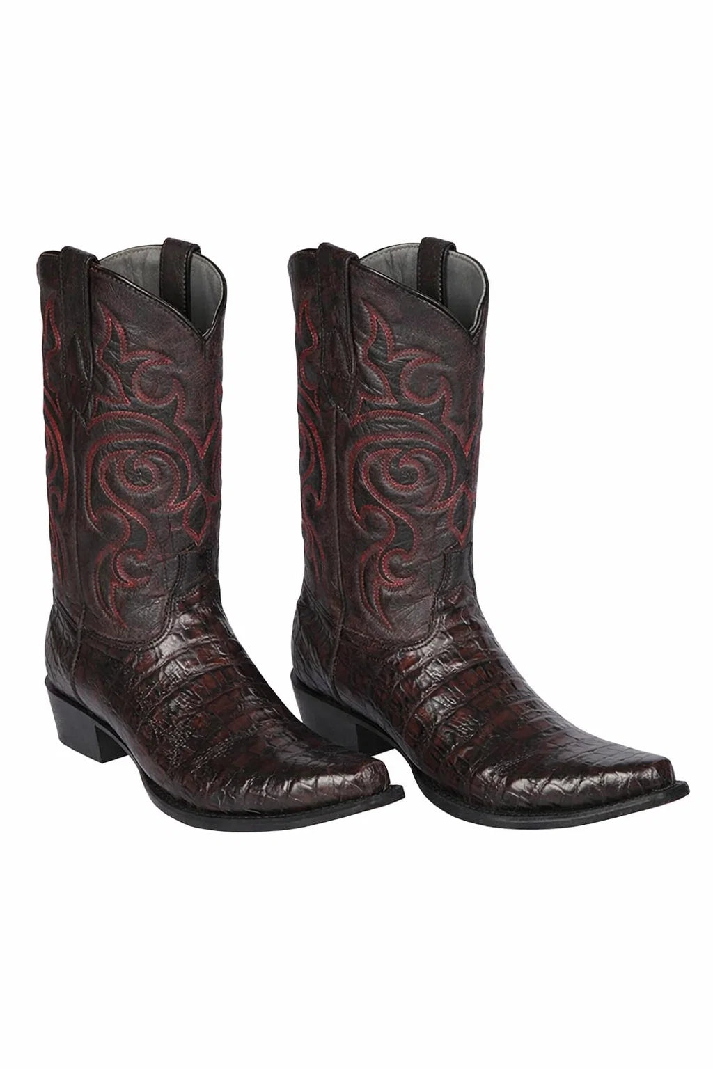 Los Altos Men's Black Cherry Genuine Caiman Tail Boots