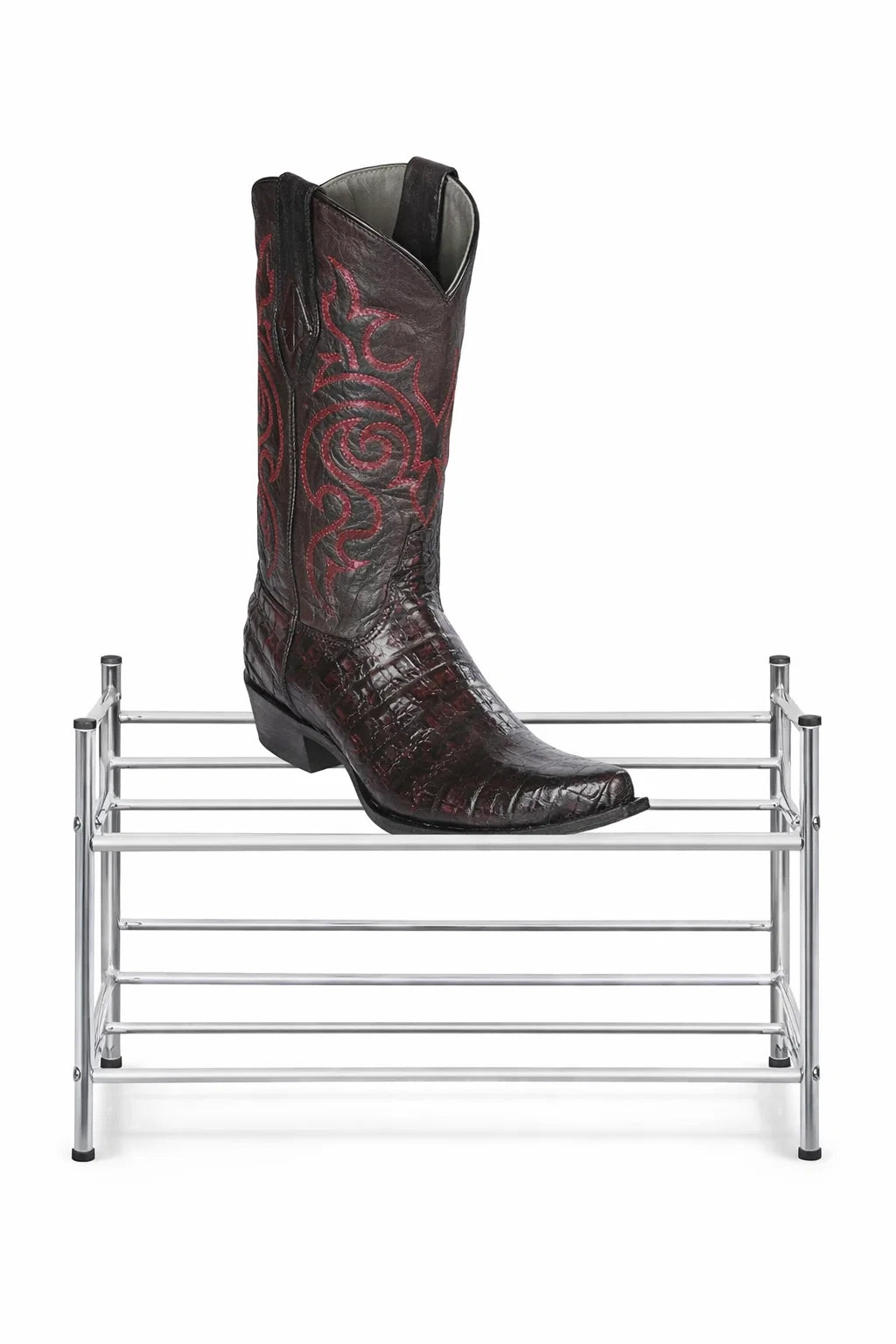 Los Altos Men's Black Cherry Genuine Caiman Tail Boots