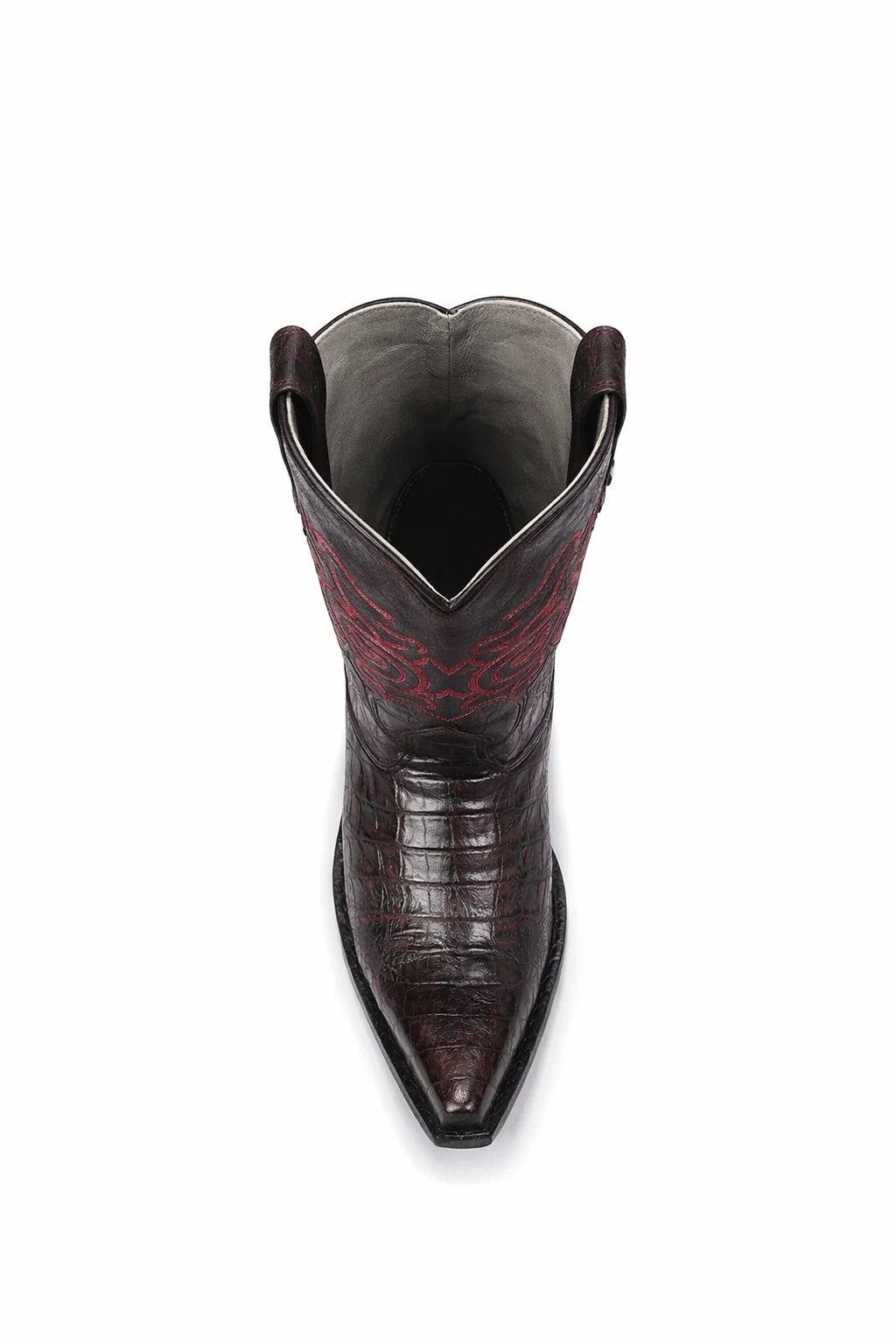 Los Altos Men's Black Cherry Genuine Caiman Tail Boots