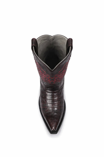 Los Altos Men's Black Cherry Genuine Caiman Tail Boots
