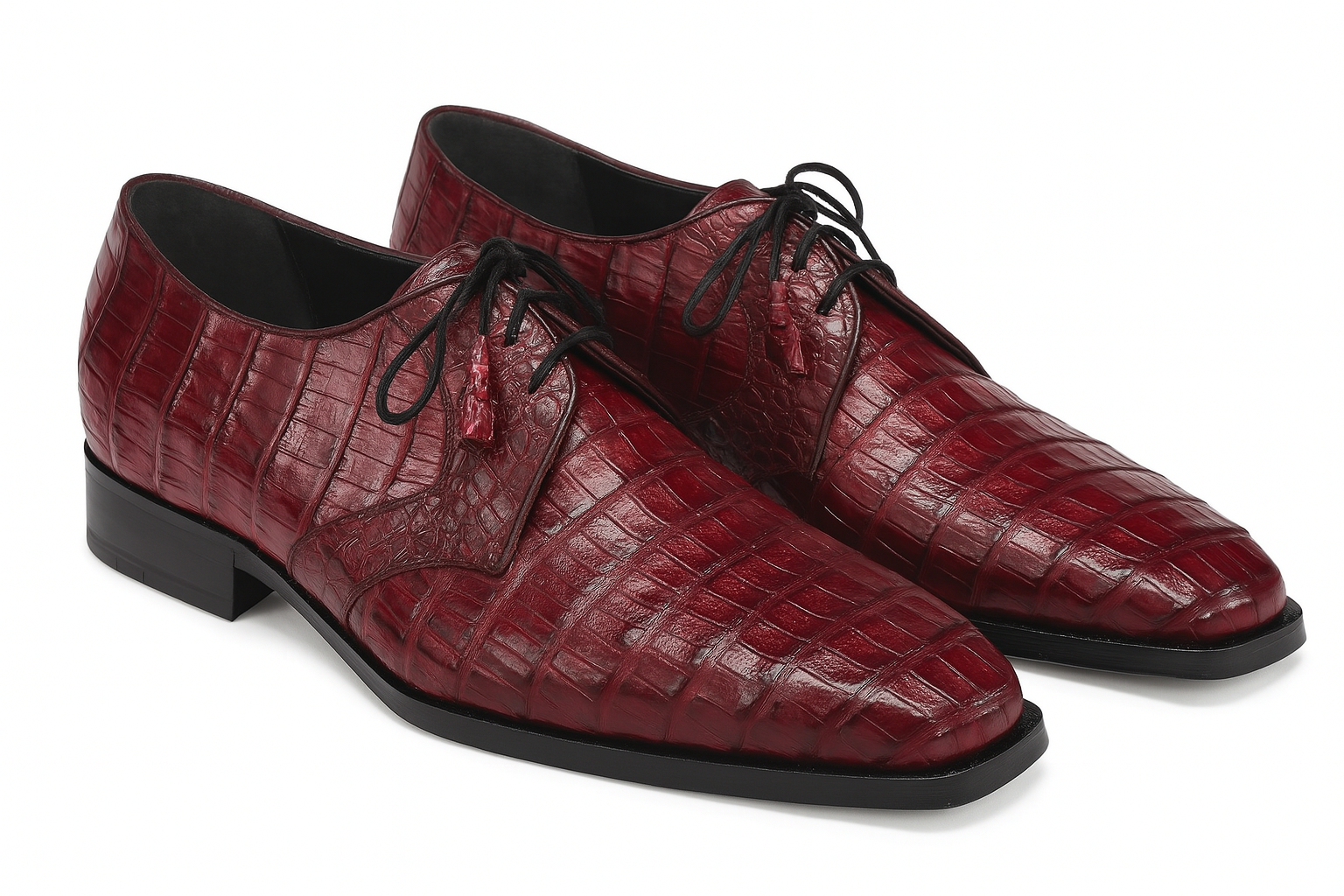 Los Altos Men's Burgundy Crocodile Shoes Gator Shoes
