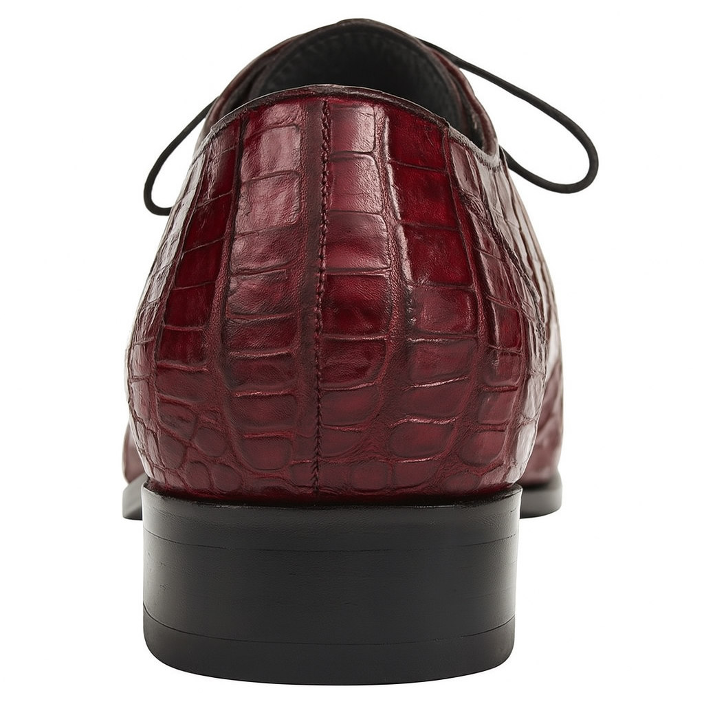 Los Altos Men's Burgundy Crocodile Shoes Gator Shoes