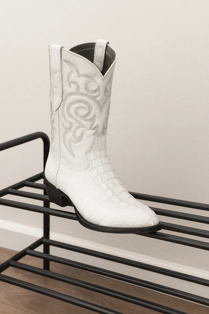Los Altos Men’s Dress Cowboy Boot – White Crocodile