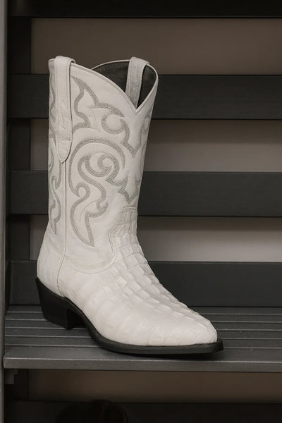 Los Altos Men’s Dress Cowboy Boot – White Crocodile