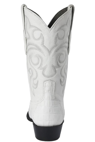 Los Altos Men’s Dress Cowboy Boot – White Crocodile