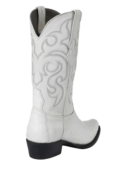 Los Altos Men’s Dress Cowboy Boot – White Crocodile