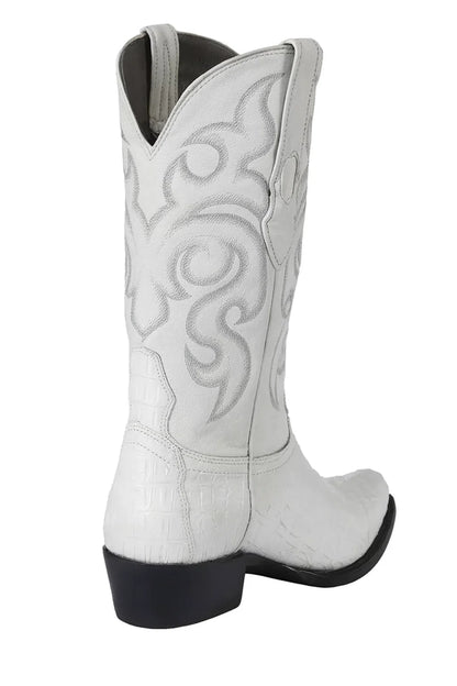 Los Altos Men’s Dress Cowboy Boot – White Crocodile