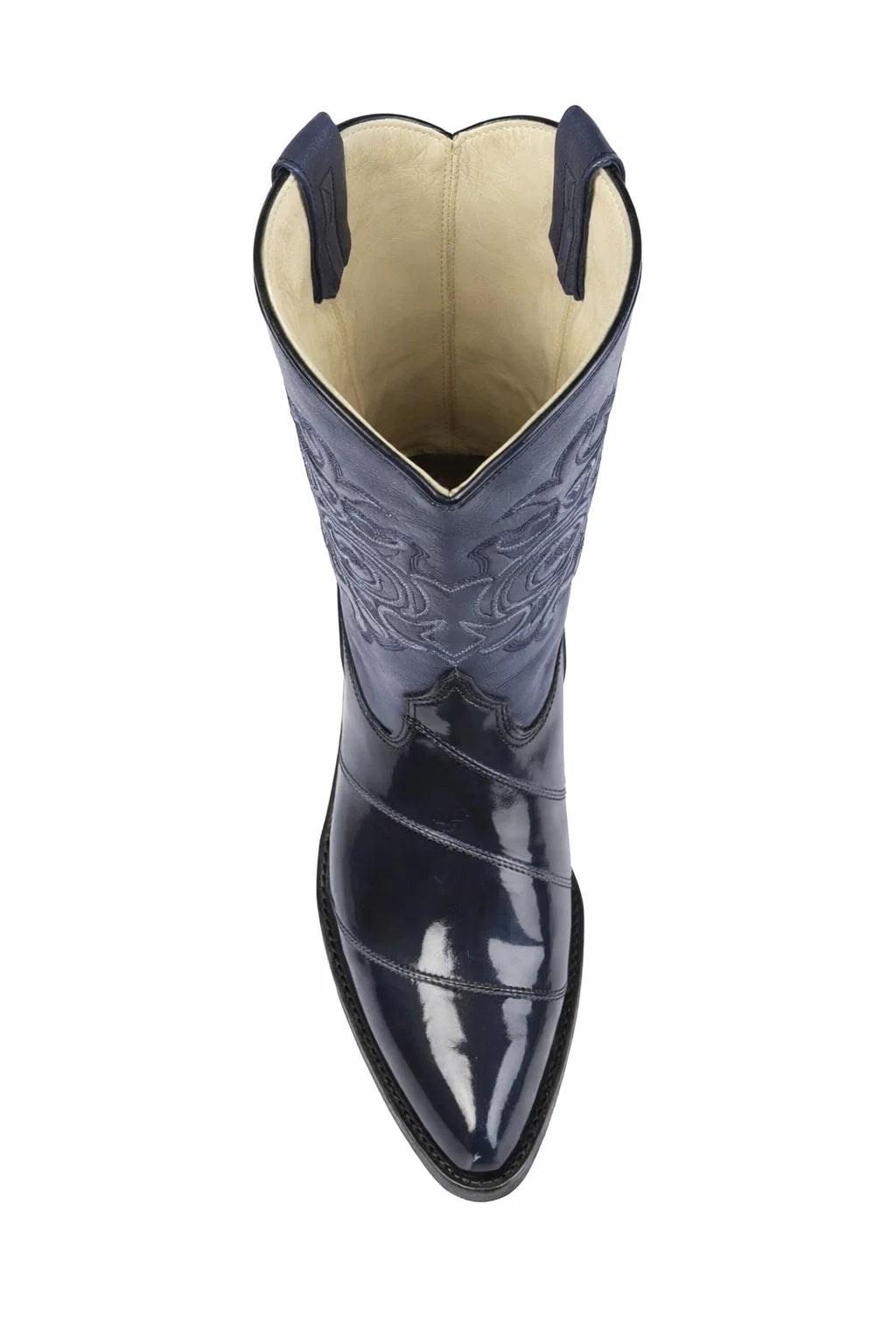 Los Altos Men’s Dress Cowboy Boots – Navy Blue Eel-Skin Western Boots