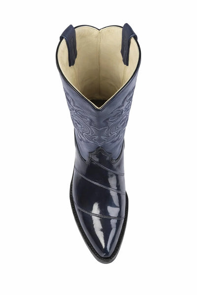 Los Altos Men’s Dress Cowboy Boots – Navy Blue Eel-Skin Western Boots
