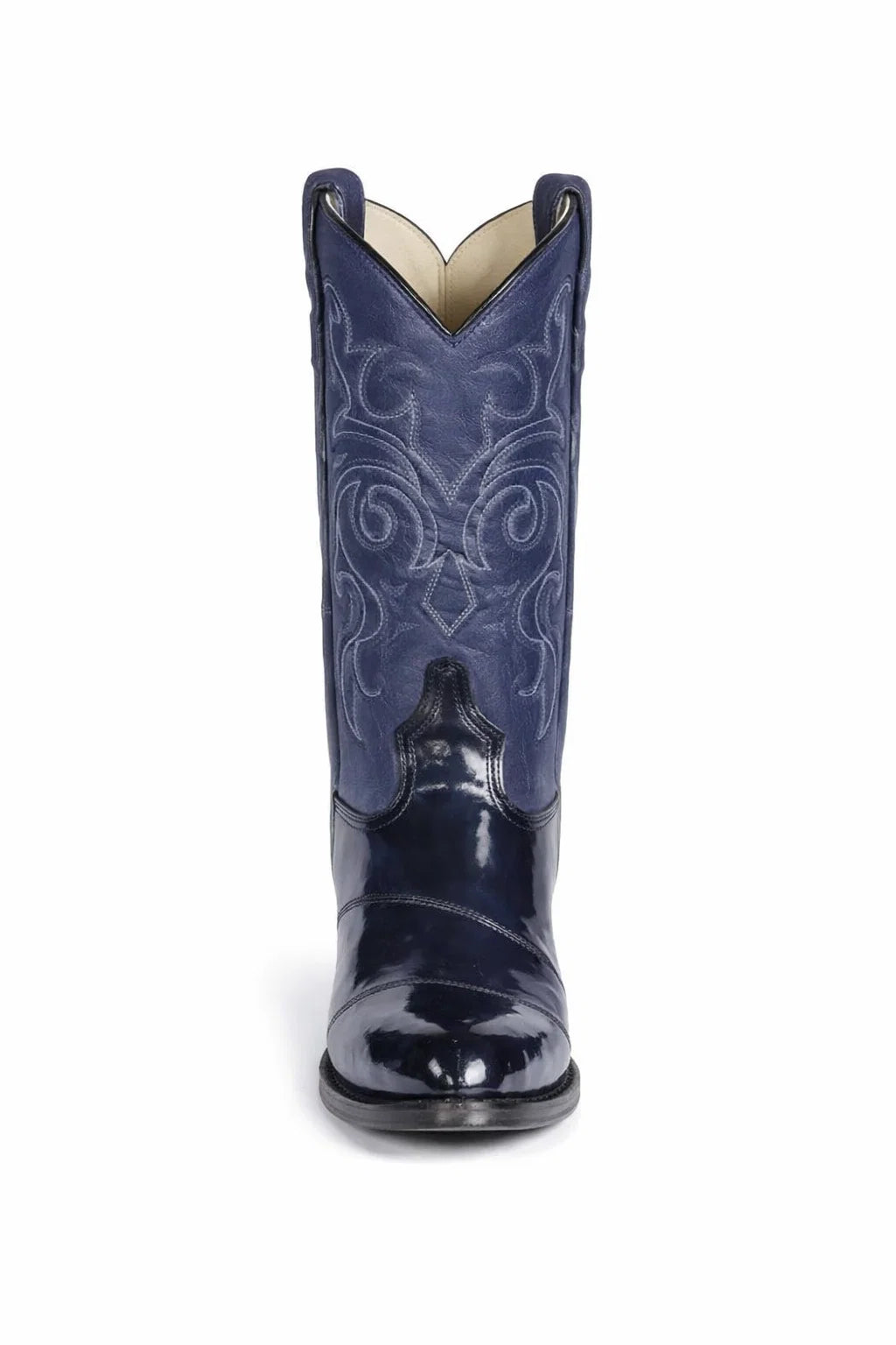 Los Altos Men’s Dress Cowboy Boots – Navy Blue Eel-Skin Western Boots