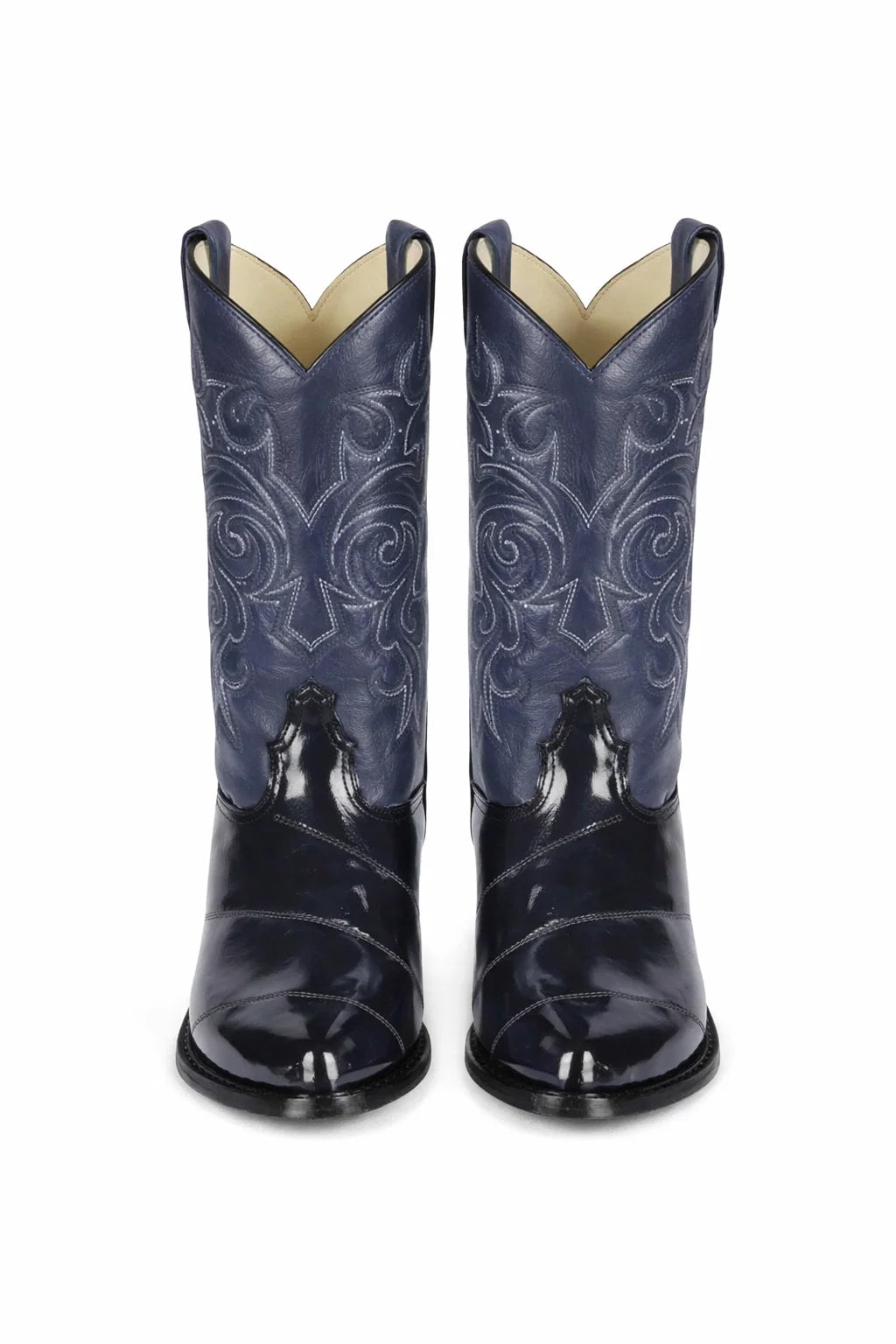 Los Altos Men’s Dress Cowboy Boots – Navy Blue Eel-Skin Western Boots