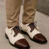 Los Altos Men's Ivory Brown Crocodile Shoes Cap Toe 10   - from alligatorwarehouse.com