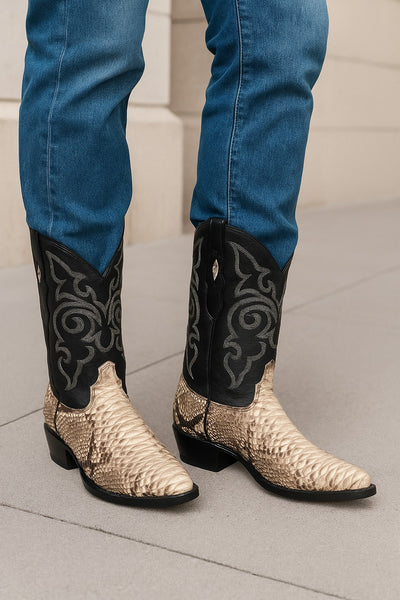 Los Altos Men's Natural Python Snakeskin Boots 5   - from alligatorwarehouse.com