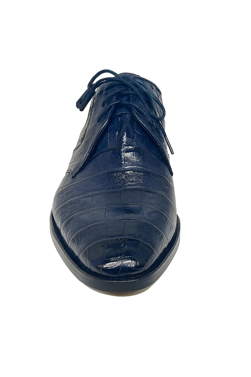 Los Altos Navy All-Over Crocodile Lace Up Dress Shoes