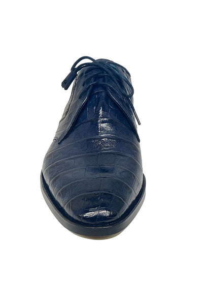 Los Altos Navy All-Over Crocodile Lace Up Dress Shoes 6   - from alligatorwarehouse.com