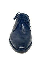 Los Altos Navy All-Over Crocodile Lace Up Dress Shoes