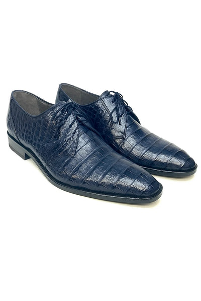 Los Altos Navy All-Over Crocodile Lace Up Dress Shoes 7   - from alligatorwarehouse.com