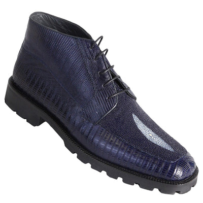 Los Altos Navy Genuine Lizard & Stingray Ankle Boots 1   - from alligatorwarehouse.com