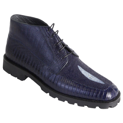 Los Altos Navy Genuine Lizard & Stingray Ankle Boots 3   - from alligatorwarehouse.com