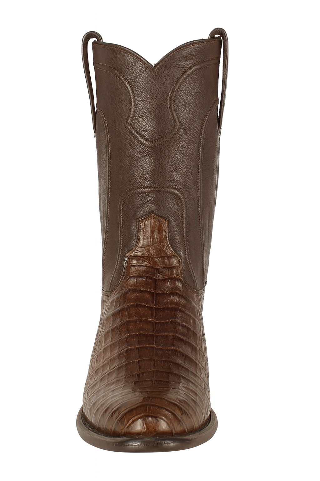 Los Altos Boots - Mens Dress Cowboy Boot - Low Priced Caiman Belly Roper Boots-  in Brown