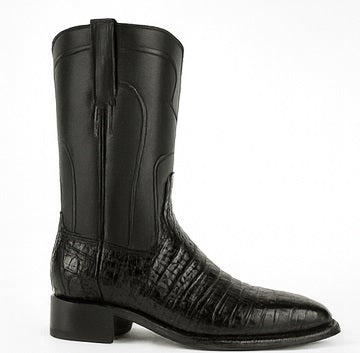 Los Altos Boots - Mens Dress Cowboy Boot - Low Priced Black Caiman Belly Roper Boots - in Black