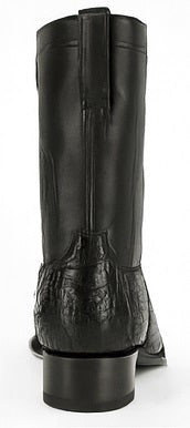 Los Altos Boots - Mens Dress Cowboy Boot - Low Priced Black Caiman Belly Roper Boots - in Black