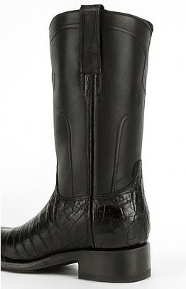 Los Altos Boots - Mens Dress Cowboy Boot - Low Priced Black Caiman Belly Roper Boots - in Black