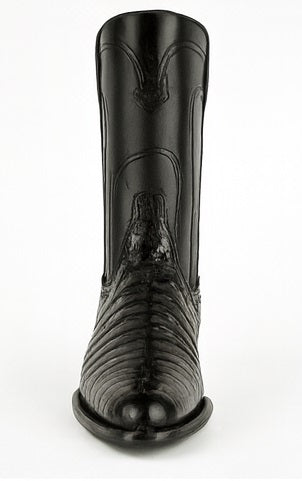 Los Altos Boots - Mens Dress Cowboy Boot - Low Priced Black Caiman Belly Roper Boots - in Black