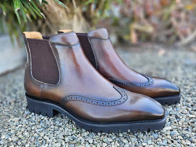 Lug Sole Chelsea Boot with Wingtip Toe 1 KB515-13CHESTNUT8  - from alligatorwarehouse.com