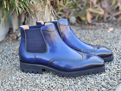 Lug Sole Chelsea Boot with Wingtip Toe 9 KB515-13CHESTNUT8  - from alligatorwarehouse.com