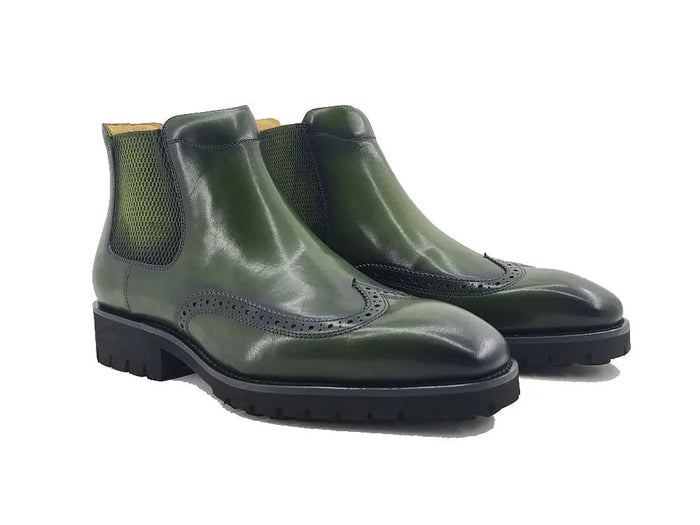 Carrucci Lug Sole Chelsea Boot with Wingtip Toe