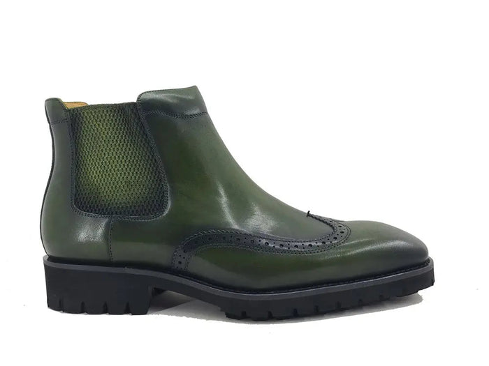 Carrucci Lug Sole Chelsea Boot with Wingtip Toe