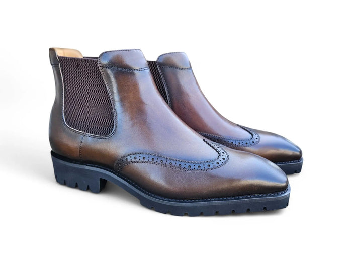 Carrucci Lug Sole Chelsea Boot with Wingtip Toe