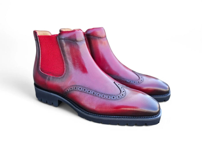 Carrucci Lug Sole Chelsea Boot with Wingtip Toe