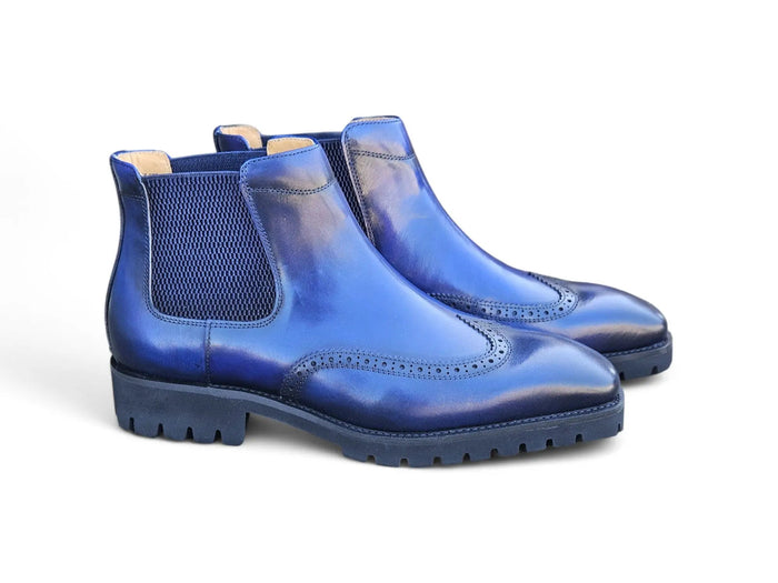 Carrucci Lug Sole Chelsea Boot with Wingtip Toe