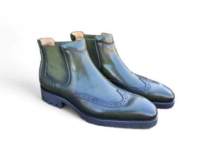 Carrucci Lug Sole Chelsea Boot with Wingtip Toe