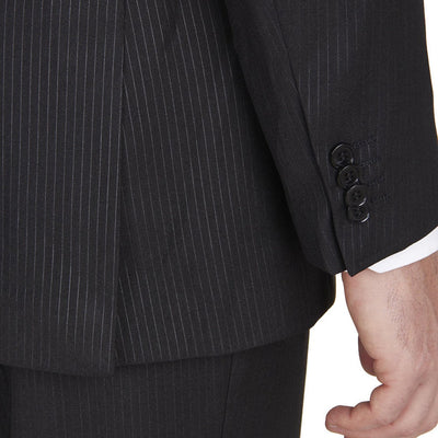Modern Fit 2 Piece Pinstripe Suit 2 Button Black 3 SO4M162-01-36R  - from alligatorwarehouse.com