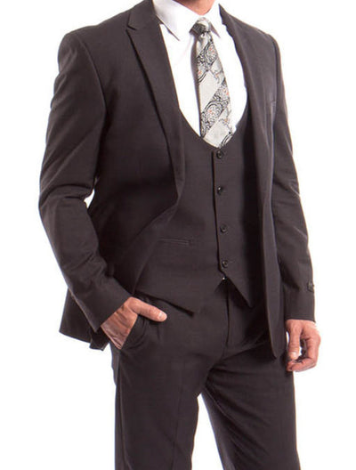 Gray Solid Color 3 Piece Slim Fit Suit 1 Button Peak Lapel 1 SO4M255US-02-36S  - from alligatorwarehouse.com