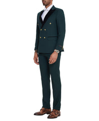 Dark Green 2 Piece Slim Fit Double Breasted Tuxedo